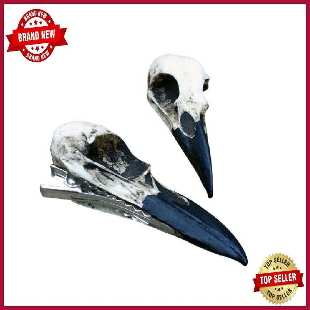 Handmade Resin Raven Skull Hair Clip, Gothic Wedding Accessory